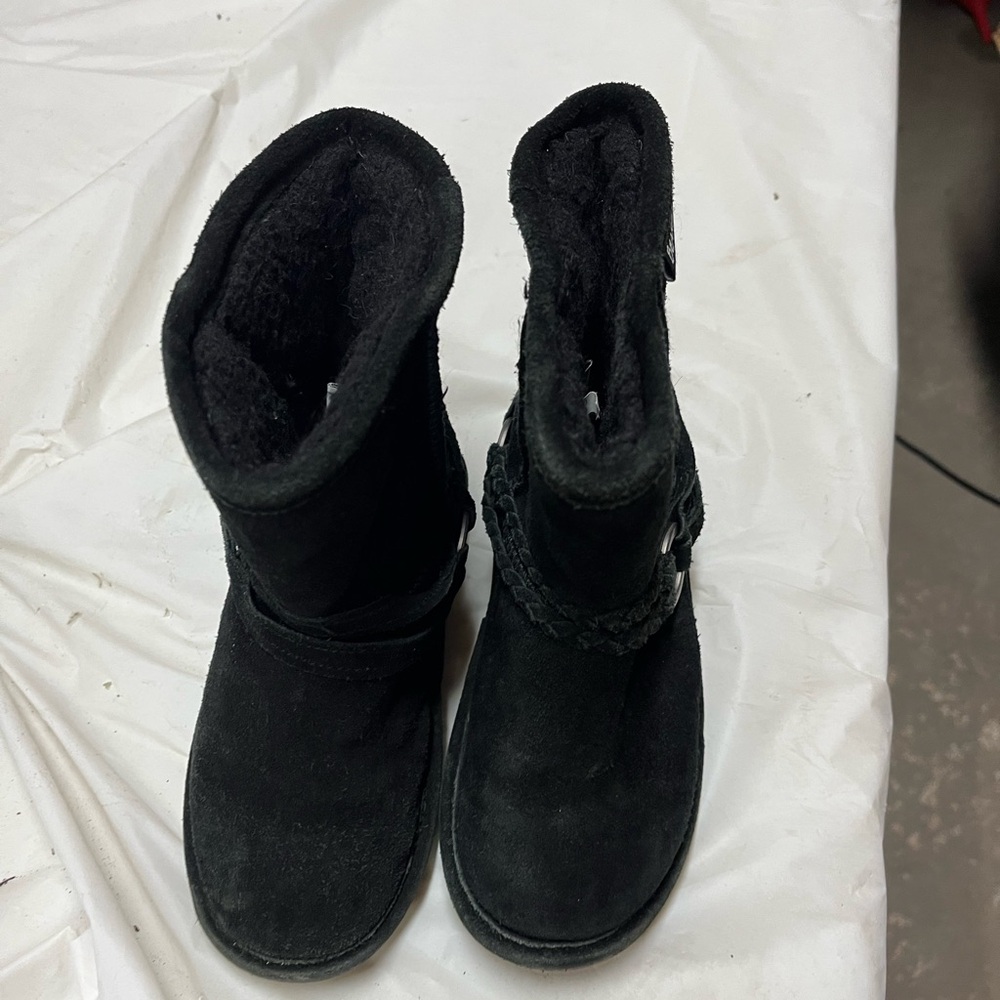 Bearpaw Boots Evangeline Black Suede Wool Blend Fur Lined Toddler/ Size  Size 10